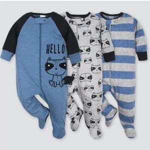 Gerber Baby Boys' 3pk Raccoon Sleep N' Play Pajama